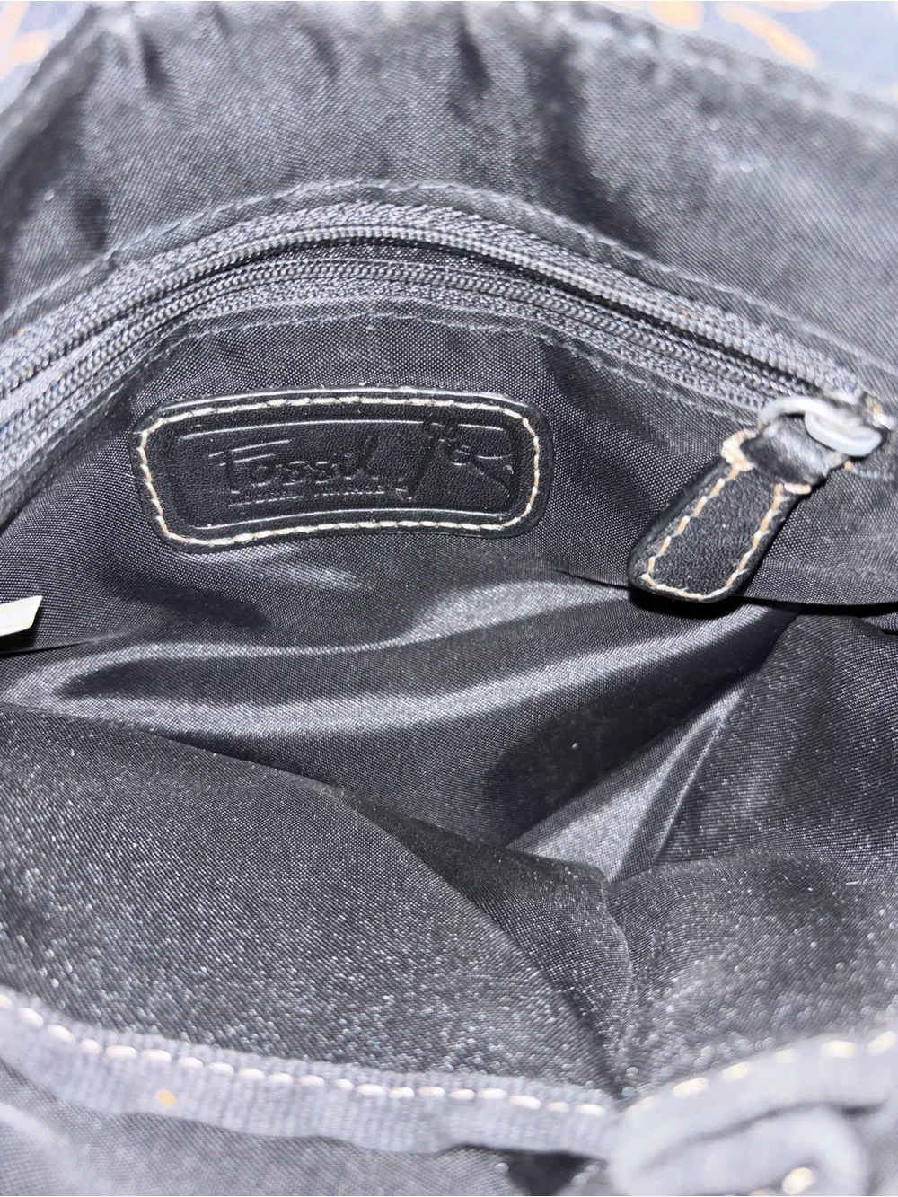 Fossil Brown and Black Patterned Messenger Crossbody